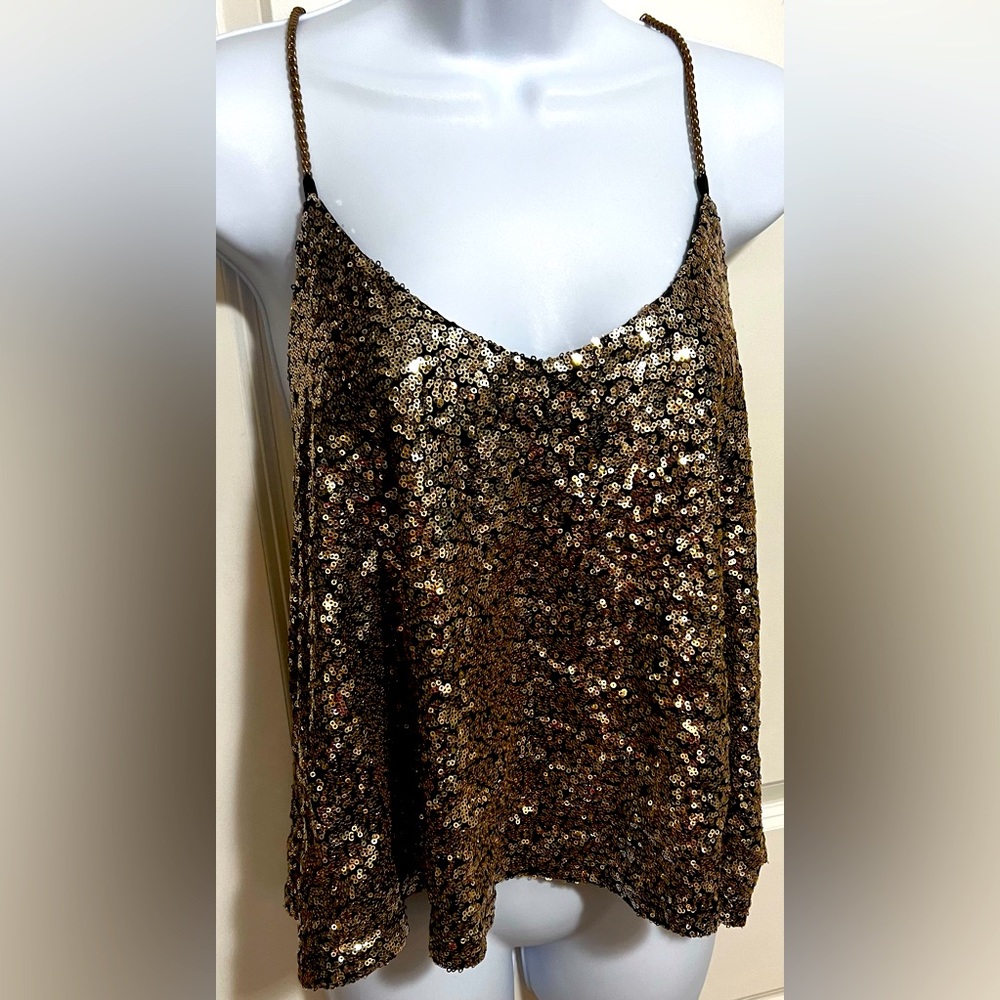 Gold sequins cami top